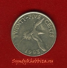 25 центов 1993 года Бермудские Острова